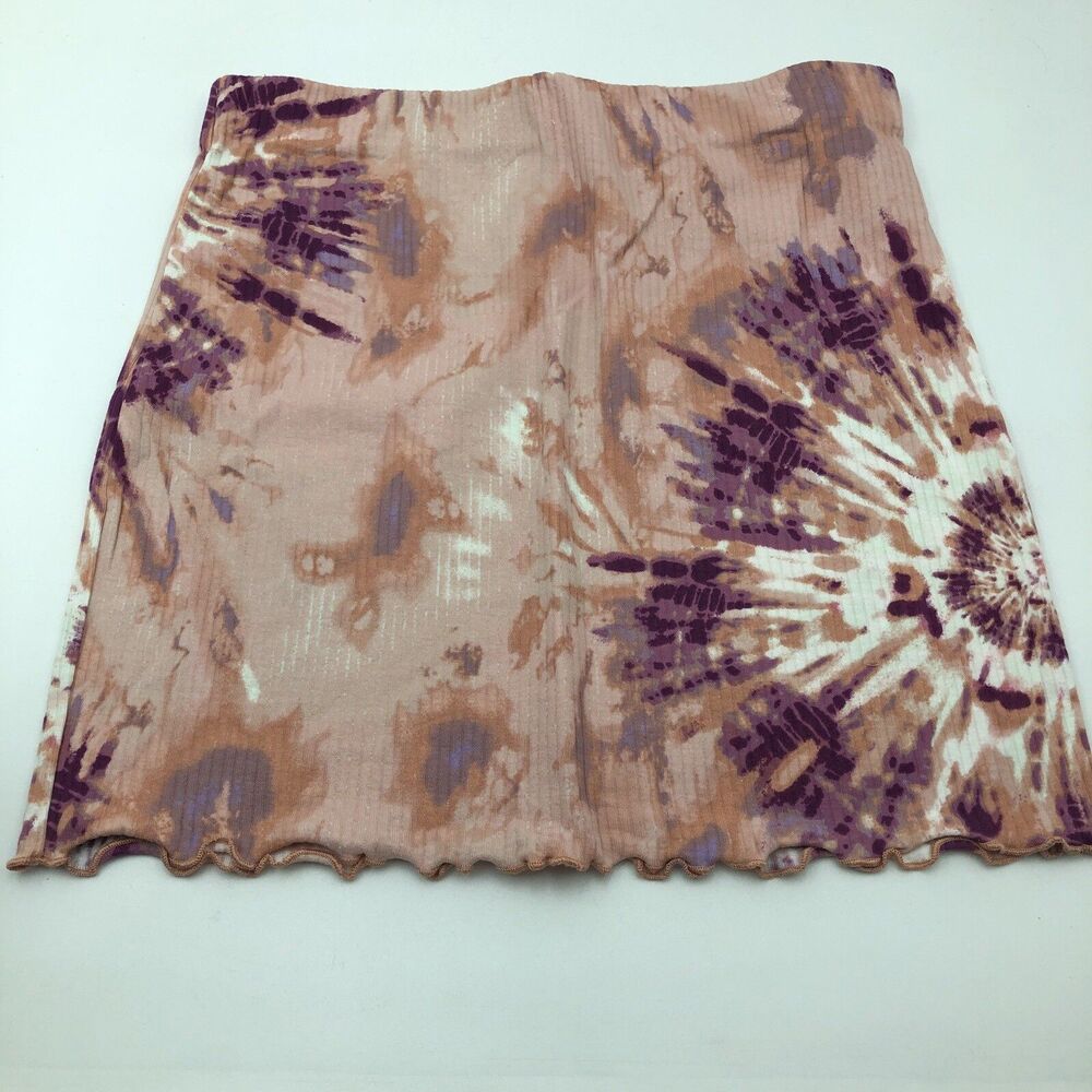 Live To Be Spoiled Ribbed Peach Tie Dye Skirt Size X Large New NWT